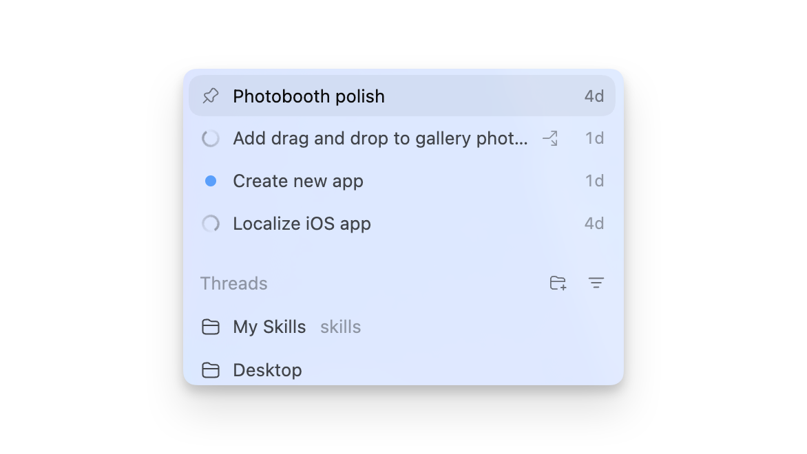 ChatGPT 界面截图：ChatGPT desktop app showing multiple projects in the sidebar and tasks in the main pane