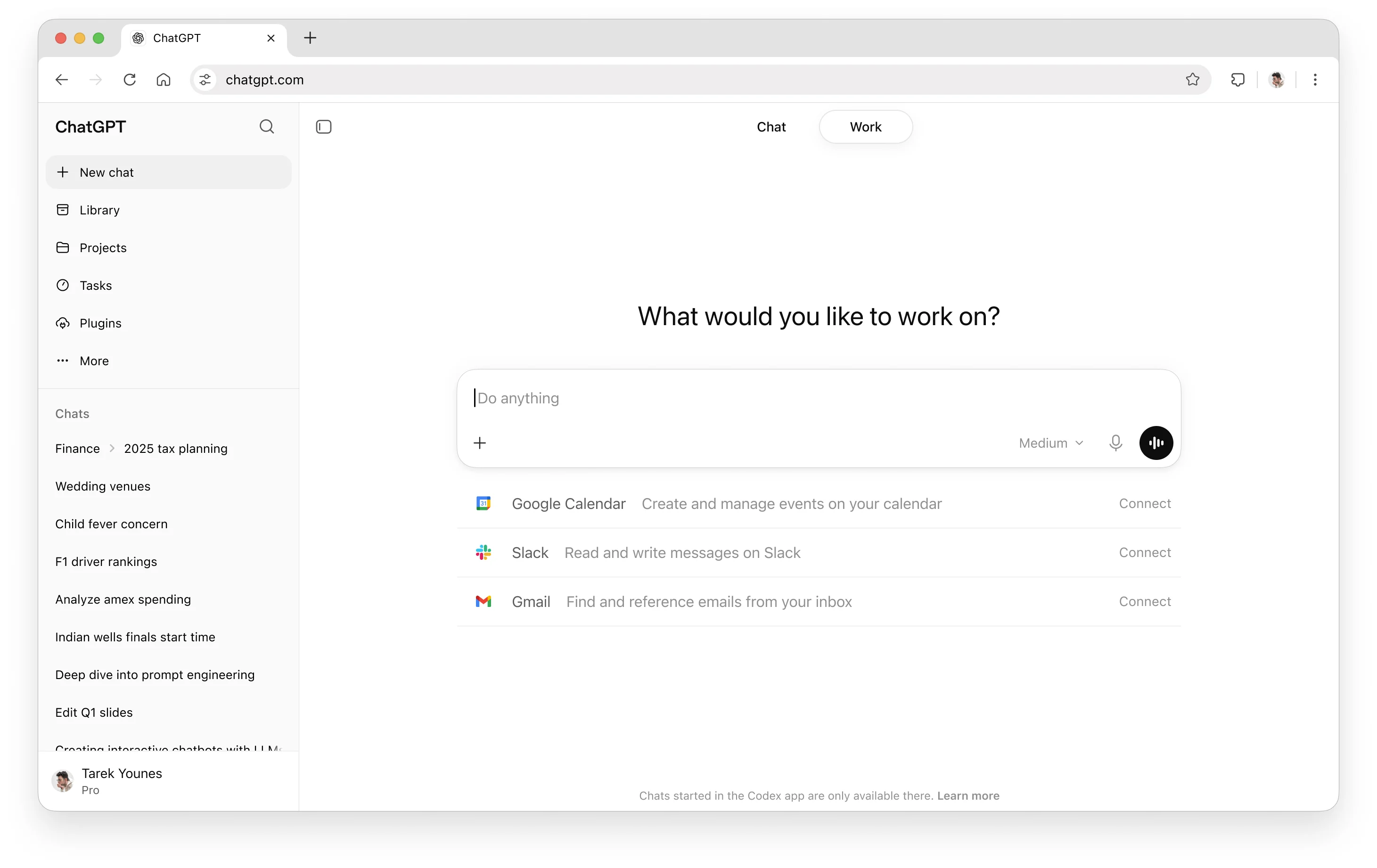 ChatGPT Web 中的聊天、项目和工作界面