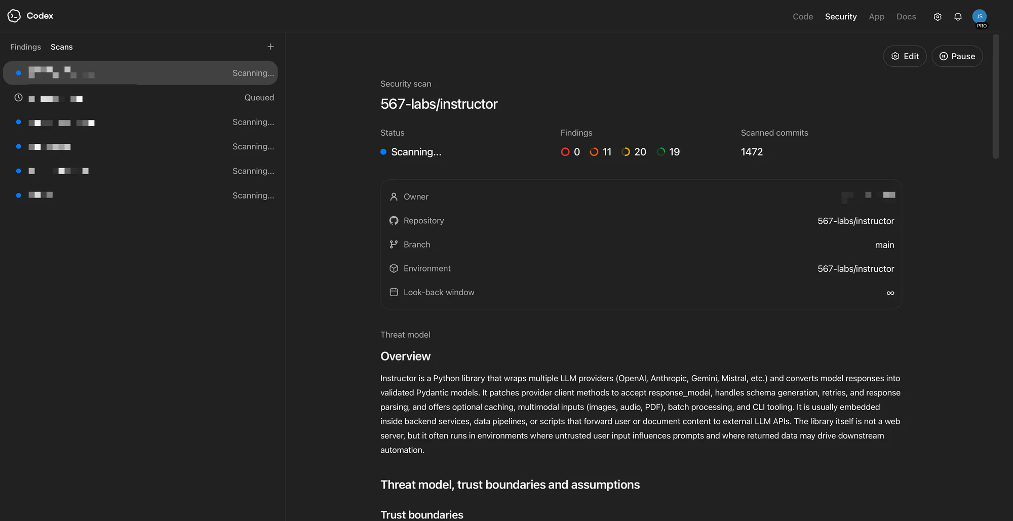 Codex Security 中的威胁模型编辑器