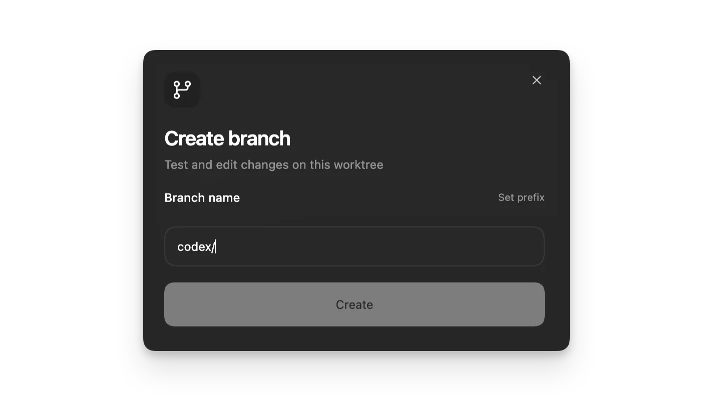 展示分支动作和工作树详情的线程视图